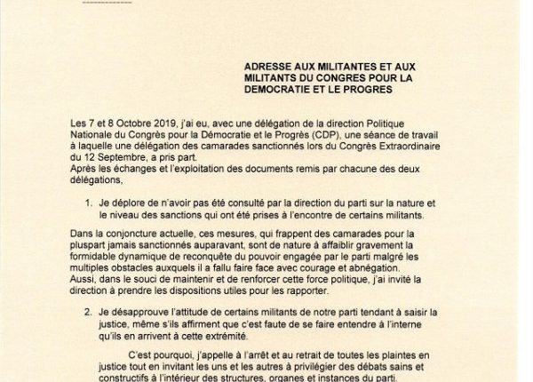 courrier de Blaise Compaore